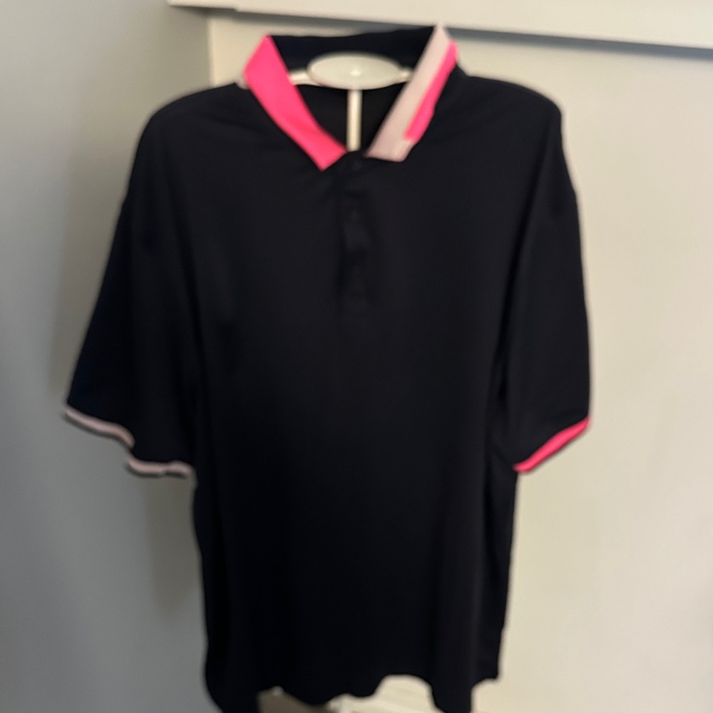 G/FORE golf shirt in Black with Pink Trim xxl
